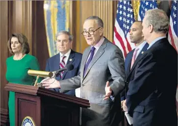  ?? Jim Lo Scalzo European Pressphoto Agency ?? “THANKFULLY FOR the American people, the president failed,” Senate Minority Leader Charles E. Schumer said of border wall funding. Democratic votes are needed to pass most measures to stop shutdowns.