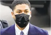  ?? CHARLES REX ARBOGAST AP ?? Actor Jussie Smollett arrives Monday at a Chicago courthouse for the opening of his trial.