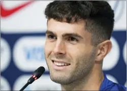  ?? ASHLEY LANDIS — THE ASSOCIATED PRESS ?? Christian Pulisic, of the United States, attends a press conference before a training session at Al-Gharafa SC Stadium, in Doha, Thursday.