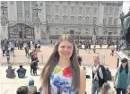  ??  ?? ●● Hayley Bowers outside Buckingham Palace