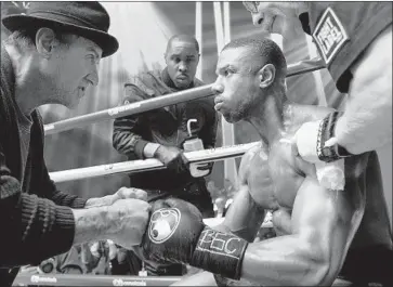  ?? Barry Wetcher Metro-Goldwyn-Mayer Pictures ?? SYLVESTER Stallone and Michael B. Jordan star in “Creed II,” which could take in $17 million this weekend.