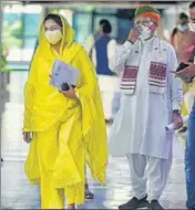  ?? PTI ?? SAD MP Harsimrat Kaur Badal arrives to attend an all-party meeting, a day before the monsoon session of Parliament begins, in New Delhi on Monday.
