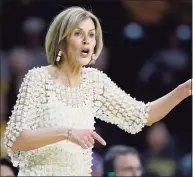  ?? Orlin Wagner / Associated Press ?? UConn associate head coach Chris Dailey directs her team during the second half against Wichita State in Wichita, Kan., in 2019.