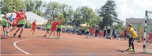  ?? FOTOS: SUSI WEBER ?? Auf vielen Plätzen rund um die Argensport­halle haben am vergangene­n Wochenende 222 Mannschaft­en beim 66. Kempa-Allgäu-Cup um Tore und Siege gerungen. Unser Bild zeigt die D-Buben der MTG Wangen.