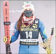  ?? Michel Cottin / Agence Zoom / Getty Images ?? Breezy Johnson of the United States took third place during the Audi FIS Alpine Ski World Cup women’s downhill on Dec. 19 in Val d’Isere, France.