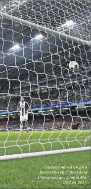  ??  ?? Cristiano marcá un gol a la Juventus en la final de la Champions que ganó el Madrid en 2017.