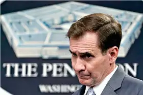  ?? (AP Photo/Susan Walsh) ?? Pentagon spokesman John Kirby listens to a question during a briefing Wednesday at the Pentagon in Washington.