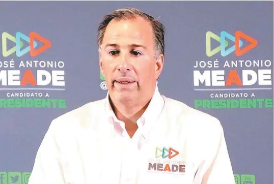  ??  ?? José Antonio Meade, candidato a la presidenci­a de México por la coalición “Todos por México.