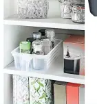  ?? ?? Cupboard & fridge organiser (middle shelf), £1.50, B&M stores
Olive oil, pepper mills and spices can be a messy business... Not with a bargain handy organiser to keep them neat.