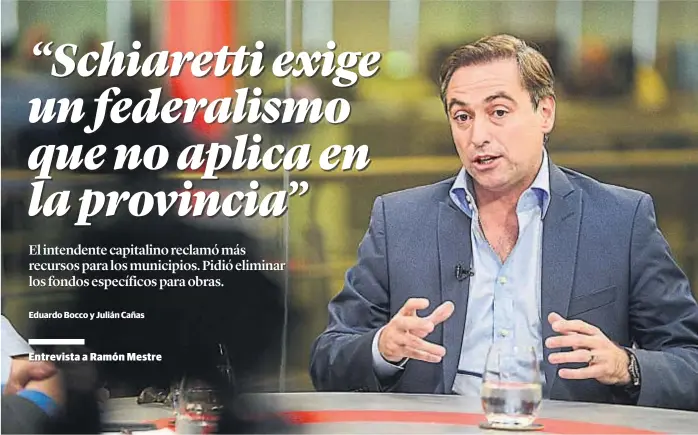  ?? (NICOLÁS BRAVO) ?? Promesa. El intendente de Córdoba, Ramón Mestre, le pidió al gobernador Juan Schiaretti que cumpliera el pacto fiscal firmado el año pasado con los municipios.