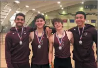  ?? PHOTO PROVIDED ?? Conestoga’s Noah Lanoutte, far left, poses with his 4x400 relay teammates during the winter indoor season.