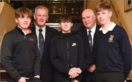  ??  ?? Kieran O’Connor Boys Captain (right) presenting first prize in his Junior Boys Captain’s Prize competitio­n to winner Colm Cagney with (from left) Colm Cagney 2nd, Jack Buckley President and Derry McCarthy Club Captain at Killarney Golf and Fishing Club. Photo by Michelle Cooper Galvin