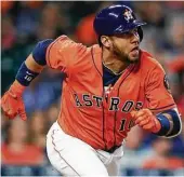  ?? Michael Ciaglo / Houston Chronicle ?? Astros first baseman Yuli Gurriel finished 3-for-4 Friday night with a single, double and home run.