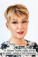  ??  ?? Dr. Simona Tivadar, medic primar de diabet, nutriție și boli metabolice