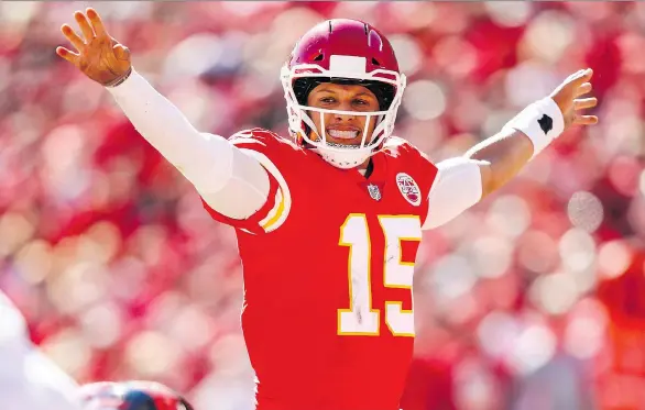  ?? JAMIE SQUIRE/GETTY IMAGES ?? In his first year as a starting quarterbac­k, the Kansas City Chiefs’ Patrick Mahomes leads the NFL in touchdown passes with 26 and passing yards with 2,526.