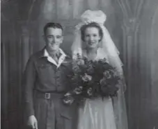  ??  ?? Nancy and her husband Edward Rooks on their wedding day in 1946.