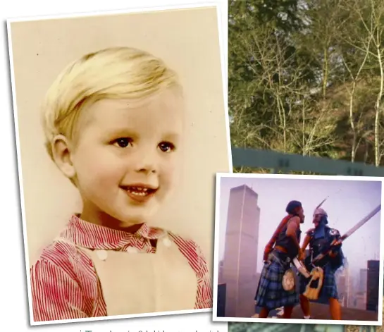  ??  ?? Above left: The young Jesse. Above right: Bridge over the River Tweed, a favourite fishing spot for Jesse. Inset: Bernie Worrell (left) and Jesse on Brooklyn Bridge for the video for Over the Sea.