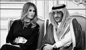  ?? EVAN VUCCI/AP ?? First lady Melania Trump talks with Saudi Crown Prince Muhammad bin Nayef on Saturday in Riyadh.