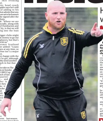  ??  ?? Putting his point across Hartson barks out orders at training this week