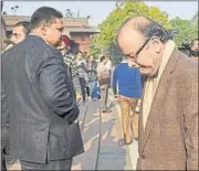  ?? VIPIN KUMAR/HT ?? Finance minister Arun Jaitley arrives at Parliament from the Patiala court after filling defamation cases against AAP leaders in New Delhi on Monday.