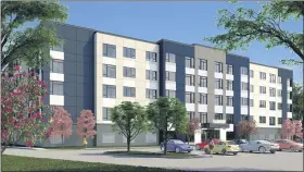  ?? COURTESY OF BOHLER ENGINEERIN­G ?? A rendering of the proposed “Lansdale Luxor” apartment building, as presented to Lansdale’s Code Enforcemen­t committee on Dec. 4.