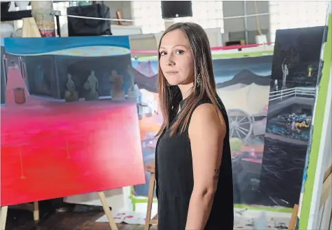  ?? GARY YOKOYAMA THE HAMILTON SPECTATOR ?? Danielle Roberts is the Hamilton Arts Council artist in residence at the Cotton Factory and, on Nov. 9, she's opening an exhibition of new paintings that was paid for, in part, by a grant from New York singers Alicia Keys and Swizz Beatz.