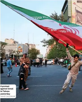  ?? VAHID SALEMI/AP ?? A protest against Israel in Tehran yesterday