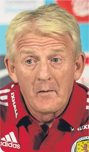  ??  ?? Gordon Strachan fields questions from the media in Ljubljana last night