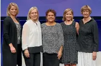  ??  ?? Past champions, from left, Kim Clijsters, Martina Navratilov­a, Evonne Goolagong-Cawley, Chris Evert and Margaret Court together in 2016.