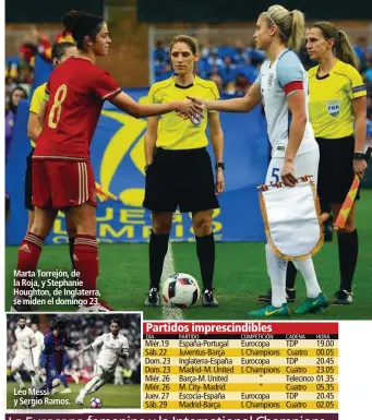  ??  ?? Marta Torrej—n, de la Roja, y Stephanie Houghton, de Inglaterra, se miden el domingo 23.