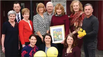  ??  ?? Launching Daffodil Day were Eleanor O’Donoghue, Kate Aspinall, (back) Nancy Dineen, Paul O’Sullivan Manager Killarney Avenue, Kathleen O’Shea, Kathrina Breen, Micheal O’Cinneide guest speaker, Artist Phil O’Grady, Catherine O’Connell and Eugene...