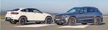  ?? FOTOS: MERCEDES ?? Den GLC bietet Mercedes-Benz als Coupé (links) und SUV an, beide auch in der neuen AMG-Topversion.