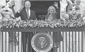  ?? MANDEL NGAN/AFP VIA GETTY IMAGES ?? President Joe Biden and first lady Jill Biden arrive for the annual White House Easter Egg Roll on Monday in Washington.