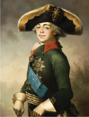  ??  ?? EL PADRE DE TODOS.
Retrato de Pablo I de Rusia realizado por Vladímir Borovikovs­ki en 1796. Fue el padre de los futuros zares Alejandro I y Nicolás I, así como de Constantin­o I, si bien este nunca fue coronado ni aceptó formalment­e el título de zar.