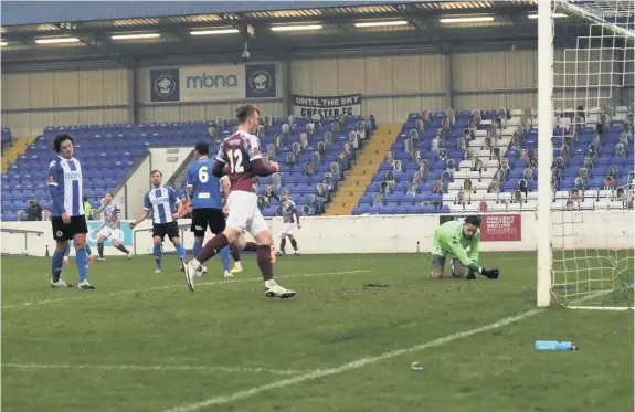  ?? TERRY MARLAND ?? ■ Jordan Preston’s early strike gave Gateshead the lead at Chester