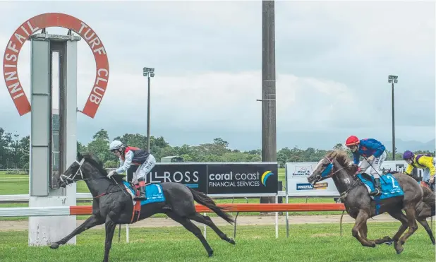  ?? Picture: CHRIS HOLMES ?? LOCAL DELIGHT: Wanderson D’Avila on Centenario wins Race 3, the Brothers League Club QTIS Maiden Plate (1200m) at the Innisfail Annuals.