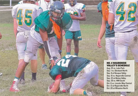  ??  ?? Waubonsie Valley’s Charles Robinson ( 1), a wide receiver and linebacker, is one of 13 returning starters for the No. 4 Warriors. | WORSOM ROBINSON/ FOR THE SUN- TIMES