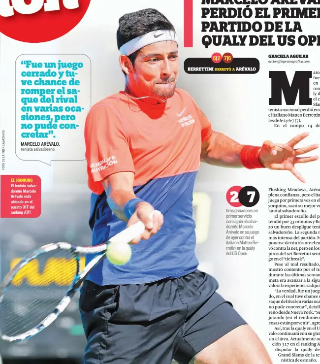  ??  ?? EL RANKING El tenista salvadoreñ­o Marcelo Arévalo está ubicado en el puesto 317 del ranking ATP.
