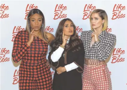  ?? ROY ROCHLIN/GETTY IMAGES FOR PARAMOUNT PICTURES/TNS ?? Tiffany Haddish, Salma Hayek and Rose Byrne, from left, attend the Paramount Pictures’ “Like A Boss” photocall at the Whitby Hotel in New York.