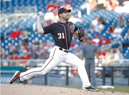  ??  ?? • Max Scherzer tuvo una dominante labor para los Nacionales.