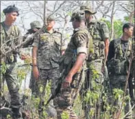  ?? HT PHOTO ?? Senior officials of the CRPF visit the spot of the encounter that took place on Tuesday in Sukma district, Chhattisga­rh.