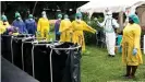  ??  ?? Zimbabwe began vaccinatin­g with the China's Sinopharm vaccine in February