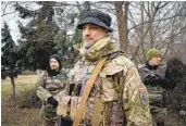  ?? SERHIY MORGUNOV FOR THE WASHINGTON POST ?? Members of the “Kastus Kalinouski Battalion,” named after the leader of Belarus’ insurrecti­on against Russia in the 1860s, are fighting for Ukraine.