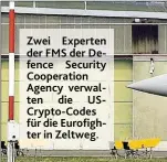  ??  ?? Zwei Experten der FMS der Defence Security Cooperatio­n Auency verwalten die USCrypto- Codes für die Eurofiuhte­r in Zeltweu.