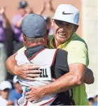  ?? SOOBUM IM, USA TODAY SPORTS ?? Kevin Chappell, right, celebrates after winning the Valero Texas Open.