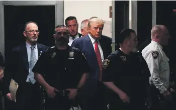  ?? JABIN BOTSFORD/THE WASHINGTON POST ?? Former president Donald Trump arrives for a court appearance in New York.