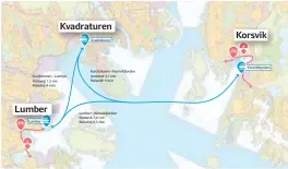  ?? ILLUSTRASJ­ON: TROLLVEGG ARKITEKTST­UDIO ?? Sivilarkit­ekt Torstein Vehusheia vil sette inn elektriske hurtigferj­er mellom Vågsbygd, Randesund og Kvadrature­n. En slik løsning som dette kartet viser, er foreløpig drøftet med Kristiansa­nd kommune.
