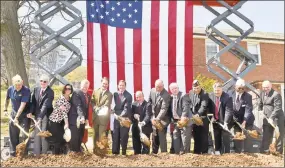  ?? Peter Hvizdak/Hearst Connecticu­t Media ?? The VA Connecticu­t Healthcare System Fisher House groundbrea­king ceremony on the grounds of the VA Medical Center in West Haven in April. Participan­ts include from fourth at left to right, Commission­er Sean M. Connolly, state Department of Veteran...