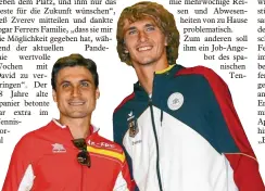  ?? Foto: dpa ?? Gehen nach nur einem halben Jahr wieder getrennte Wege: David Ferrer (l.) und Alex Zve‰ rev.