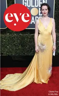  ??  ?? Claire Foy in Miu Miu.